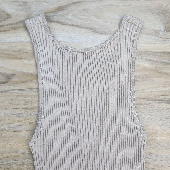 🔹️Forever 21 Tan Ribbed Bodycon Sleeveless Dress Large - Picture 9 of 12